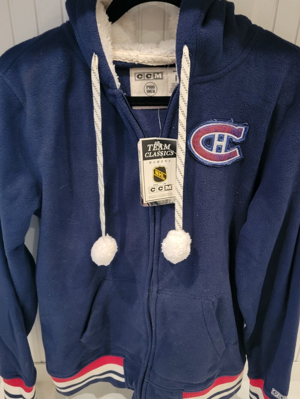 CCM Navy Blue Womens Hoodie with Red & White Accent Montreal Canadiens